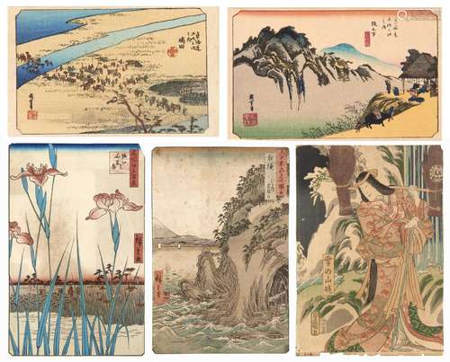 Lot of a print by Hiroshige from the series Cento Vedute di ...