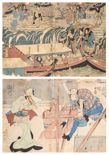 Parts of two polyptychs from the Utagawa school (defects) Ja...