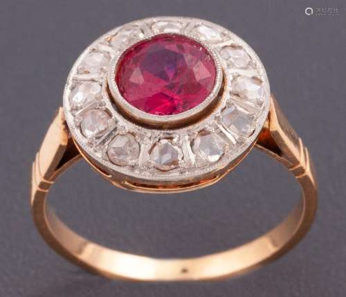 RING MADE IN 18 KT BICOLOR GOLD COMPOSED OF RUBY AND DIAMOND...