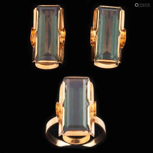 SET OF EARRINGS AND RING IN 18 KT GOLD _ SET OF EARRINGS AND...