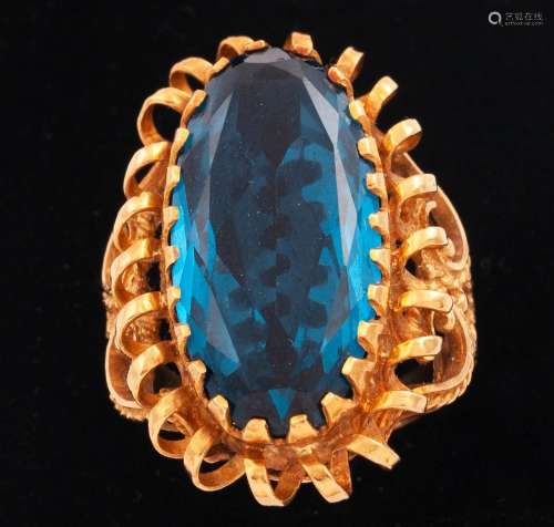 RING MADE IN 18 KT. GOLD WITH BLUE SPINEL _<br />
ring made ...