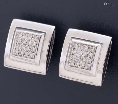 EARRINGS MADE IN 18 KT GOLD AND DIAMONDS _<br />
pair of ear...