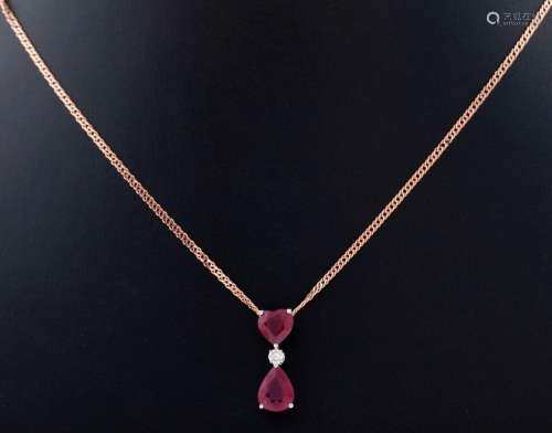 CHAIN AND PENDANT MADE IN GOLD ACCOMPANIED BY RUBY AND DIAMO...