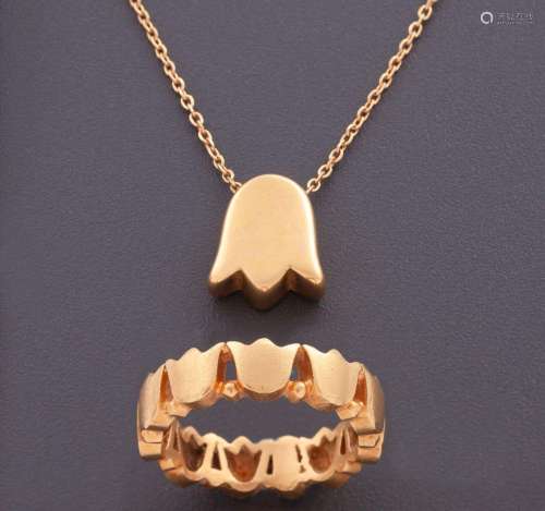 TOUS SET MADE UP OF PENDANT WITH CHAIN AND RING IN 18 KT YEL...