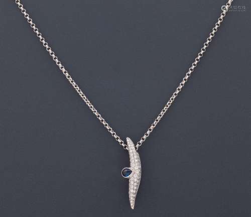 CHAIN AND PENDANTPENDANT WITH SAPPHIRE AND DIAMONDS IN 18 KT...