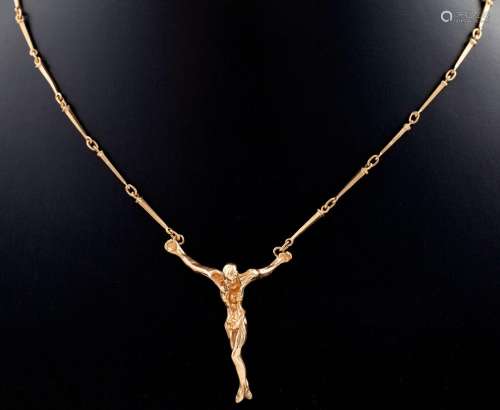 NECKLACE WITH DALI CHRIST PENDANT MADE IN 18 KT YELLOW GOLD ...