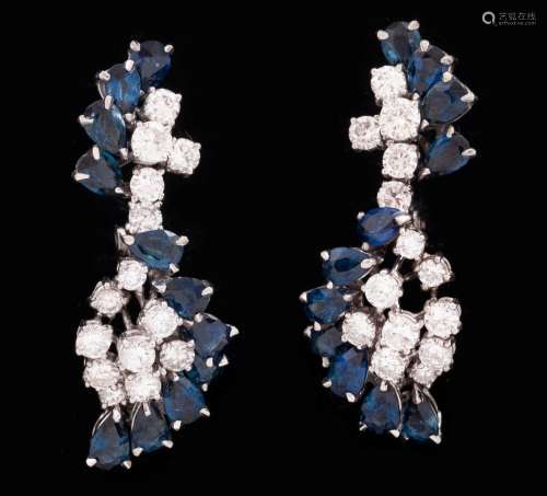 EARRINGS MADE IN 18 KT GOLD WITH DIAMONDS AND SAPPHIRES _<br...