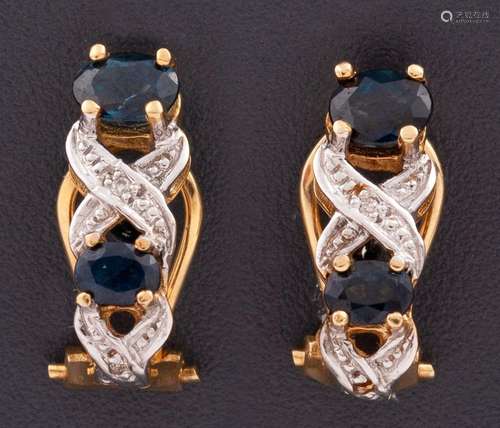 PAIR OF EARRINGS WITH SAPPHIRES AND DIAMONDS IN YELLOW GOLD ...