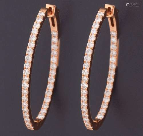 18KT ROSE GOLD AND DIAMOND EARRINGS_.<br />
Creole earrings ...