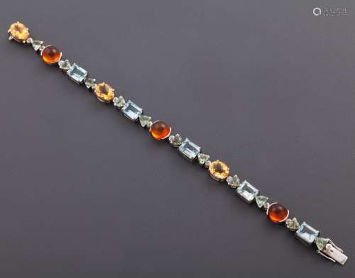 BRACELET ADORNED WITH GREEN SAPPHIRES, CITRINE, TOPAZ AND AM...