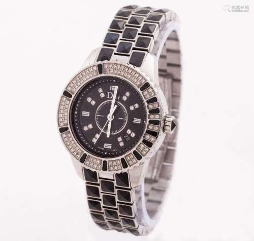 DIOR WATCH IN STAINLESS STEEL, DIAMONDS AND ONYX, Dior Swiss...