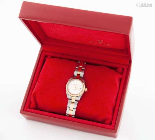 ROLEX DATEJUST LADIES WATCH IN STEEL AND GOLD WITH CASE AND ...