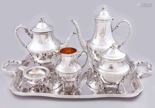 COFFEE AND TEA SET WITH SILVER TRAY OF THE MALTA CROSS _<br ...