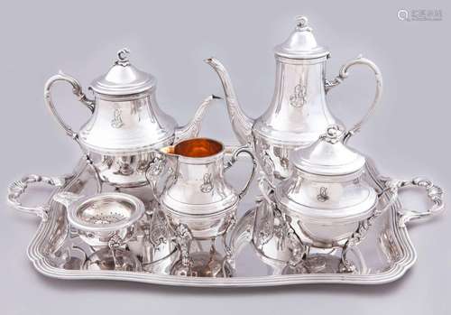 COFFEE AND TEA SET WITH SILVER TRAY OF THE MALTA CROSS _<br ...