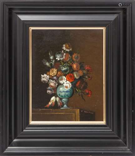 HOOTER _<br />
DUTCH VASE WITH FLOWERS_ OIL ON COPPER _OIL O...
