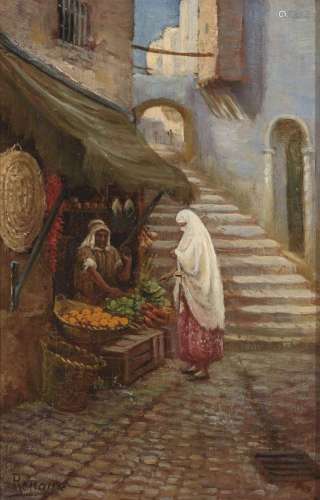 RENOUX _<br />
FRUIT SELLER IN THE SOUK_<br />
Oil on canvas...