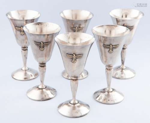 SET 6 WAFFEN GLASSES SS, CIRCA 1945_.<br />
Silver plated me...