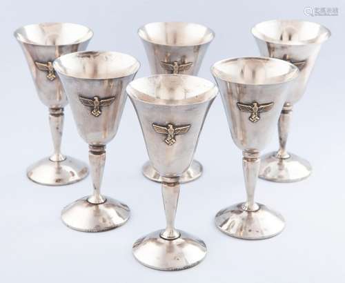 SET 6 WAFFEN GLASSES SS, CIRCA 1945_.<br />
Silver plated me...