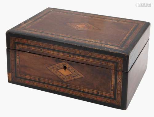 BOX WITH GEOMETRIC MARQUETRY DECORATION. _<br />
Wood _<br /...