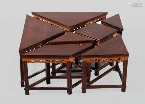 TANGRAM SET IN HARDWOODS, 20TH CENTURY_.<br />
Formed by sev...