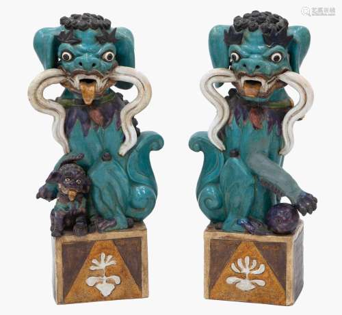 PAIR OF GLAZED CERAMIC FURIES 19TH CENTURY _<br />
Ceramics ...