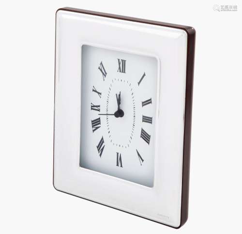 TABLE CLOCK WITH SILVER PLATED METAL FRAME