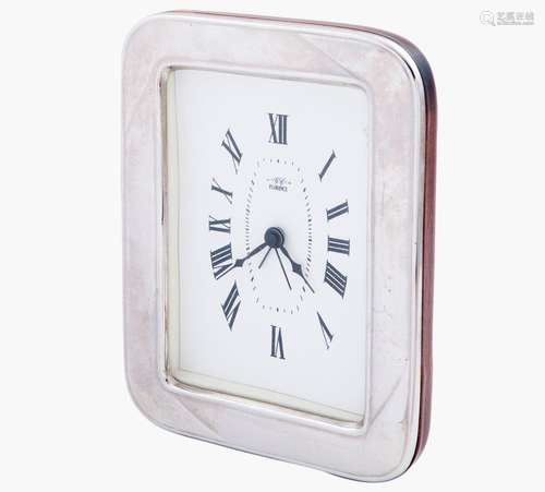 TABLE CLOCK WITH SILVER PLATED METAL FRAME