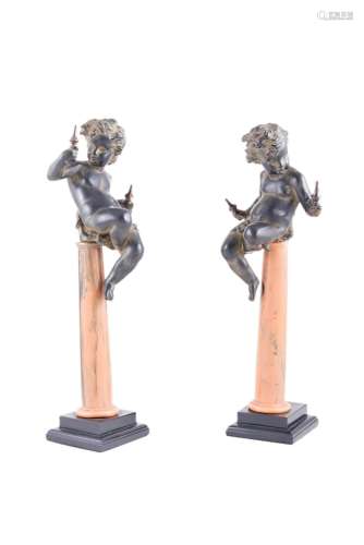 PAIR OF ANGELS ON PEDESTALS OF NEOCLASSICAL TASTE, S.XX_.<br...