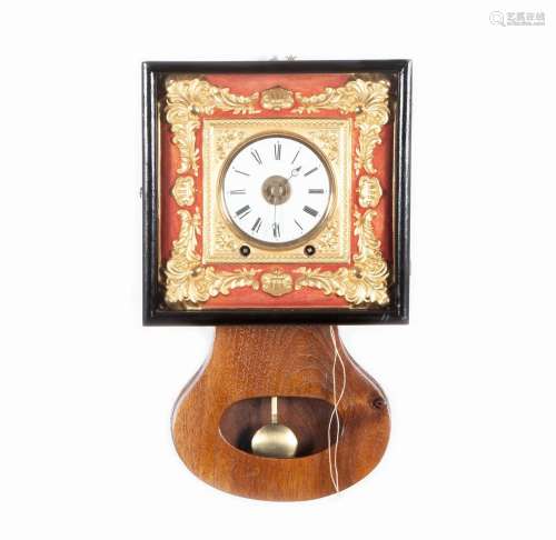 WALL CLOCK WITH WOODEN CASE AND METAL DECORATION RELIEVED. P...