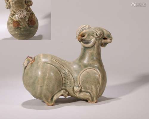 CHINESE PORCELAIN CELADON GLAZE COUCHING GOAT