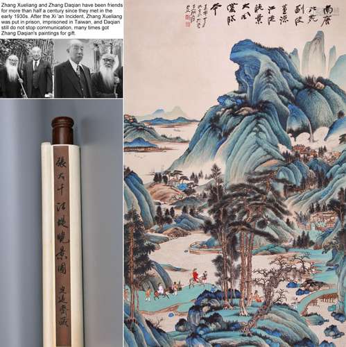 CHINESE SCROLL PAINTING OF MOUNTAIN VIEWS SIGNED BY ZHANG DA...