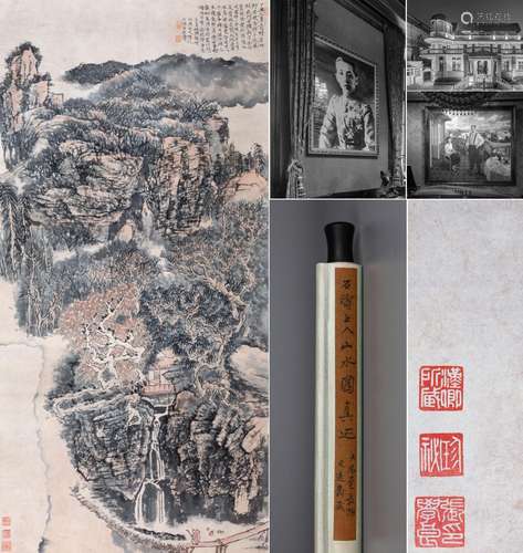 CHINESE SCROLL PAINTING OF MOUNTAIN VIEWS SIGNED BY SHITAO