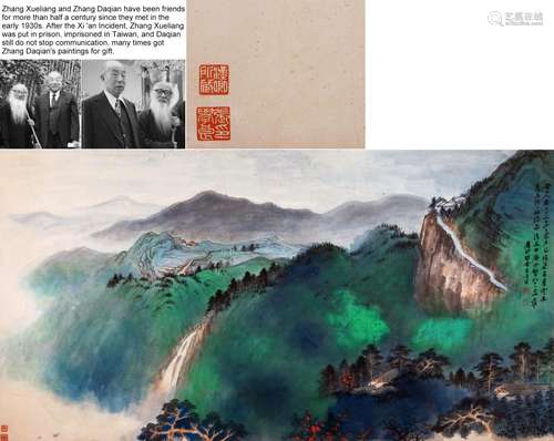 CHINESE SCROLL PAINTING OF MOUNTAIN VIEWS SIGNED BY ZHANG DA...