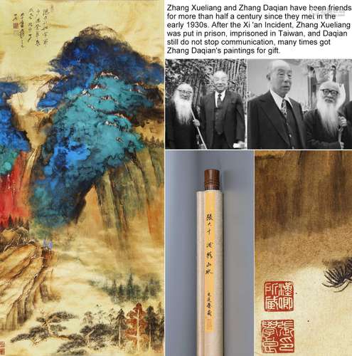 CHINESE SCROLL PAINTING OFMOUNTAIN VIEWS SIGNED BY ZHANG DAQ...