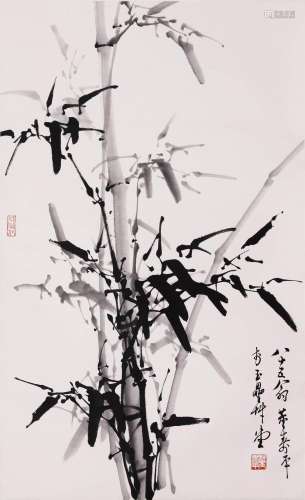CHINESE SCROLL PAINTING OF BAMBOO SIGNED BY DONG SHOUPING