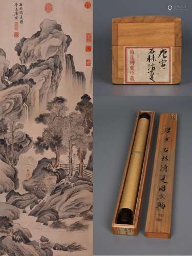 CHINESE SCROLL PAINTING OF MOUNTAIN VIEWS SIGNED BY TANGYIN
