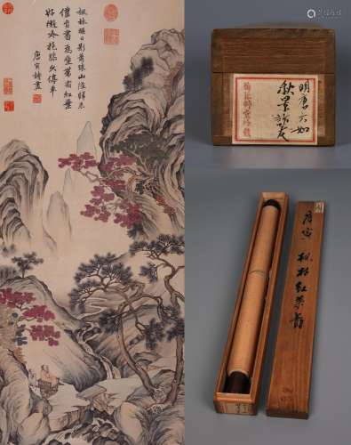 CHINESE SCROLL PAINTING OF MOUNTAIN VIEWS SIGNED BY TANGYIN