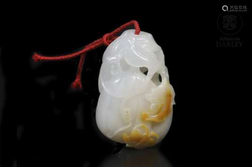 White jade and "russet" pumpkin-shaped jade, 20th ...