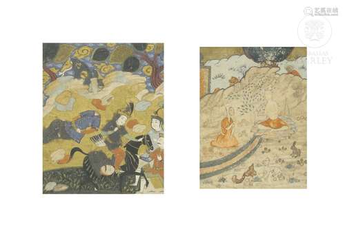 Pair of Asian illustrations, 20th century