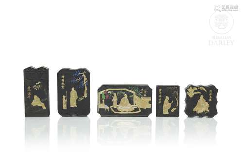 Set of five Chinese inks, 20th century