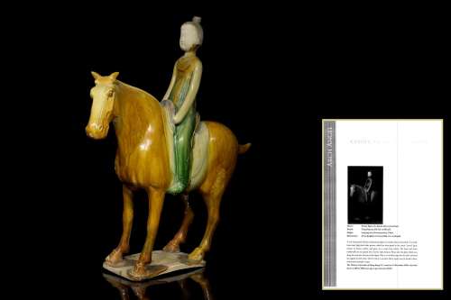 Sancai-glazed terracotta figure 'Lady on Horseback', Tang dy...