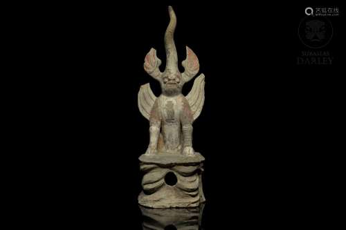 Polychrome earthenware earth spirit, Tang dynasty (618 - 906...