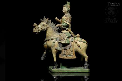 Glazed ceramic figure 'Horseman on horseback', Ming dynasty ...