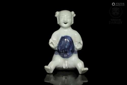 Blue-and-white ceramic figure "Infant", Jingdezhen...