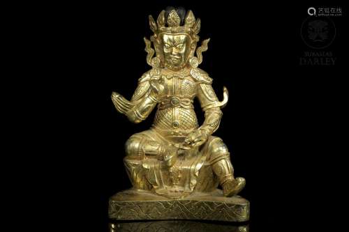 Gilded bronze guardian, China, 20th century