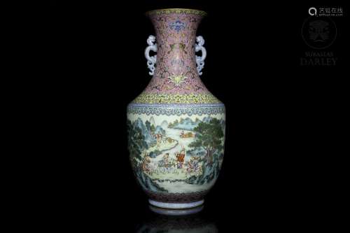 Large porcelain vase "All nations come across court&quo...