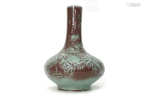 Vase with a dragon in relief, 20th century