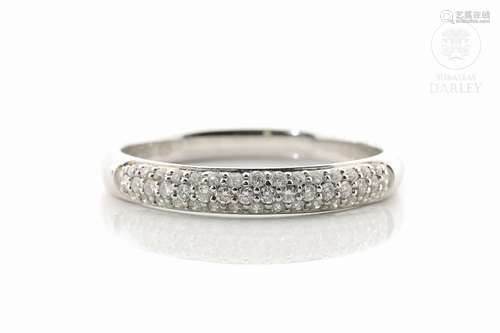 Half wedding ring with diamonds, 18k white gold