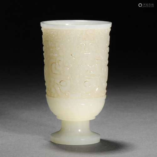 Ming Dynasty or Before,Hetian Jade Milk Nail Pattern Cup