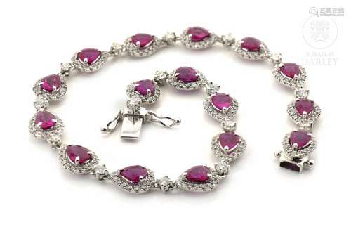 18k white gold bracelet with rubies and diamonds